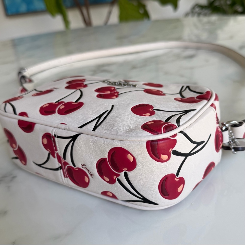 Coach Mini Jamie Camera Bag With Cherry Print Crossbody Chalk Leather CAB04 - Picture 6 of 16
